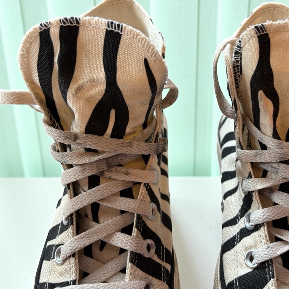 CUSTOM Converse Chuck Taylor Zebra Hi-Tops Women’s Size 8.5/Mens 6.5 - Picture 8 of 14